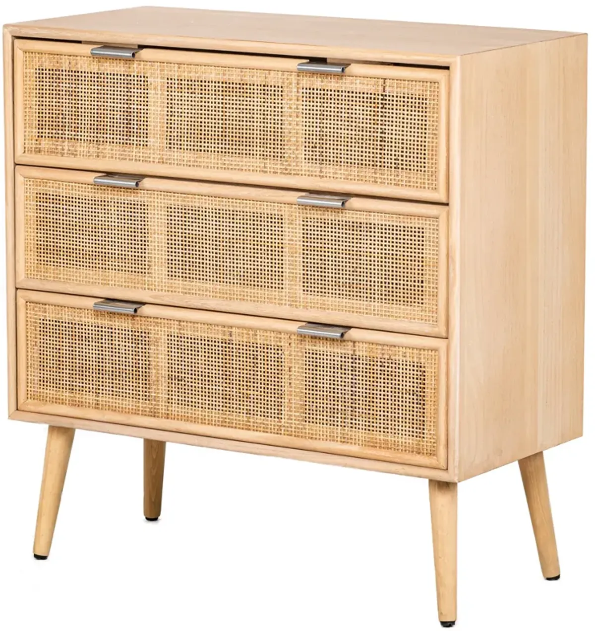 MANILLA 3-Drawer Wooden and Natural Rattan Dresser