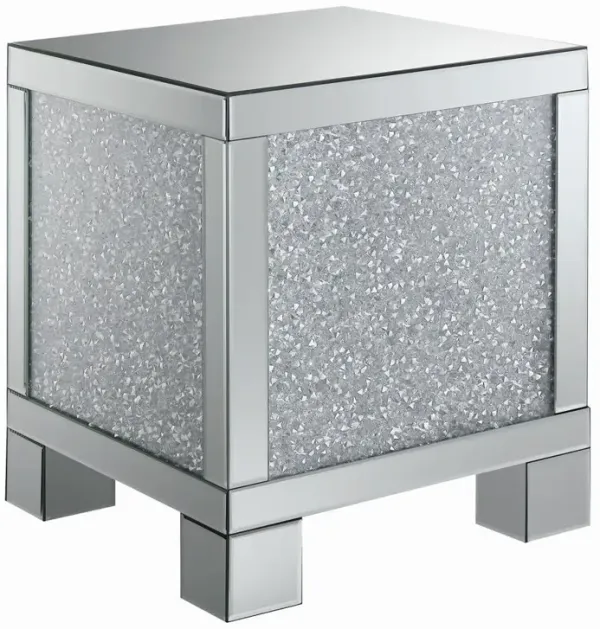 Gillian Square End Table Silver and Clear Mirror