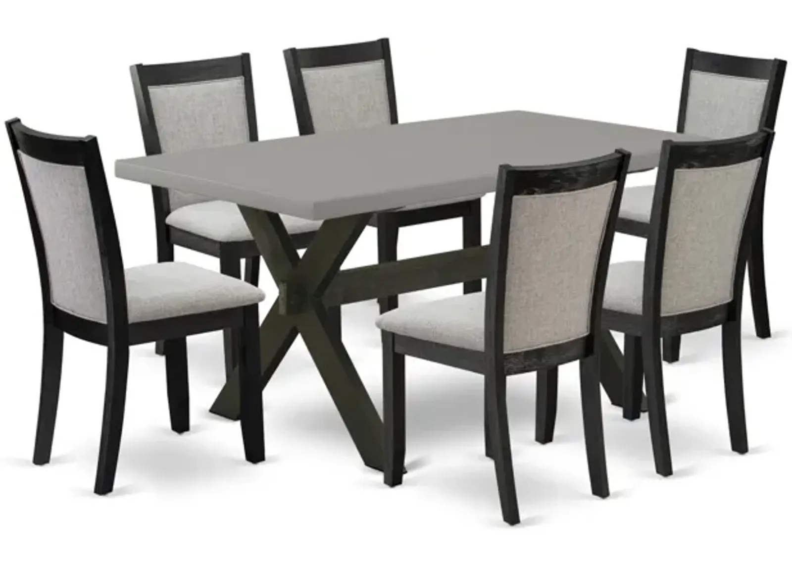 East West Furniture X696MZ606-7 7Pc Kitchen Set - Rectangular Table and 6 Parson Chairs - Multi-Color Color