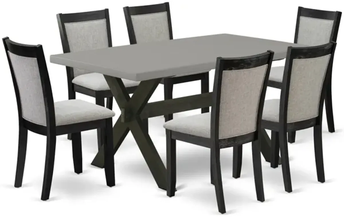 East West Furniture X696MZ606-7 7Pc Kitchen Set - Rectangular Table and 6 Parson Chairs - Multi-Color Color