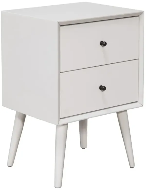 Hivvago White Century Modern Wood 2 Drawer Nightstand