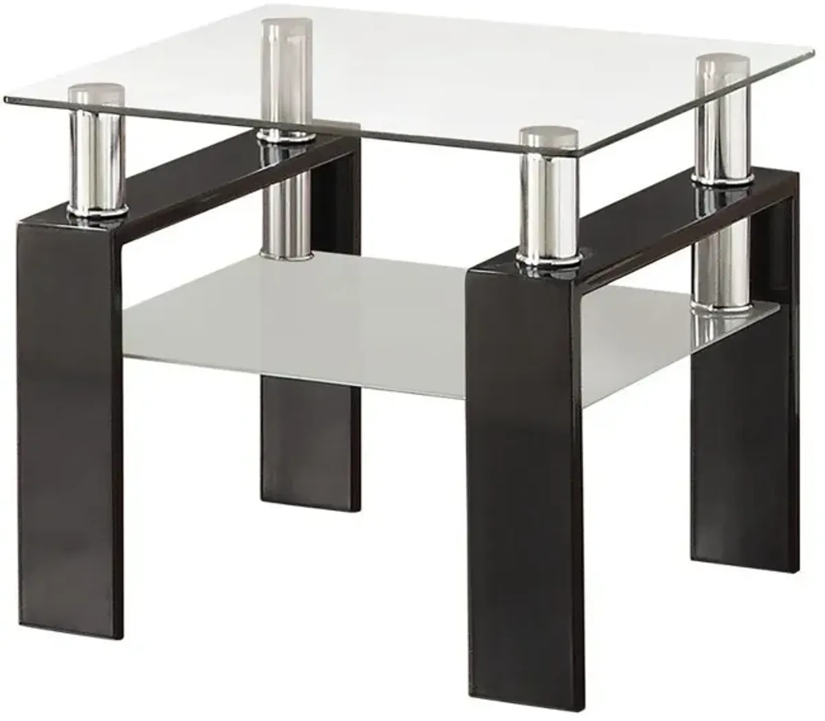 Dyer Tempered Glass End Table with Shelf Black