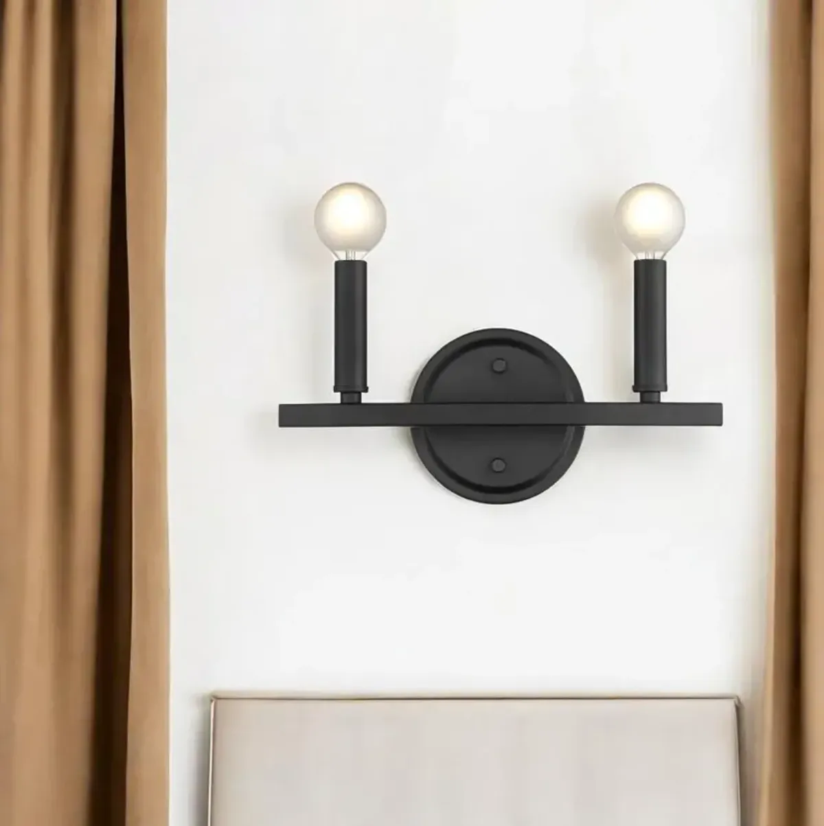 Hivvago Two Light Matte Black Wall Sconce