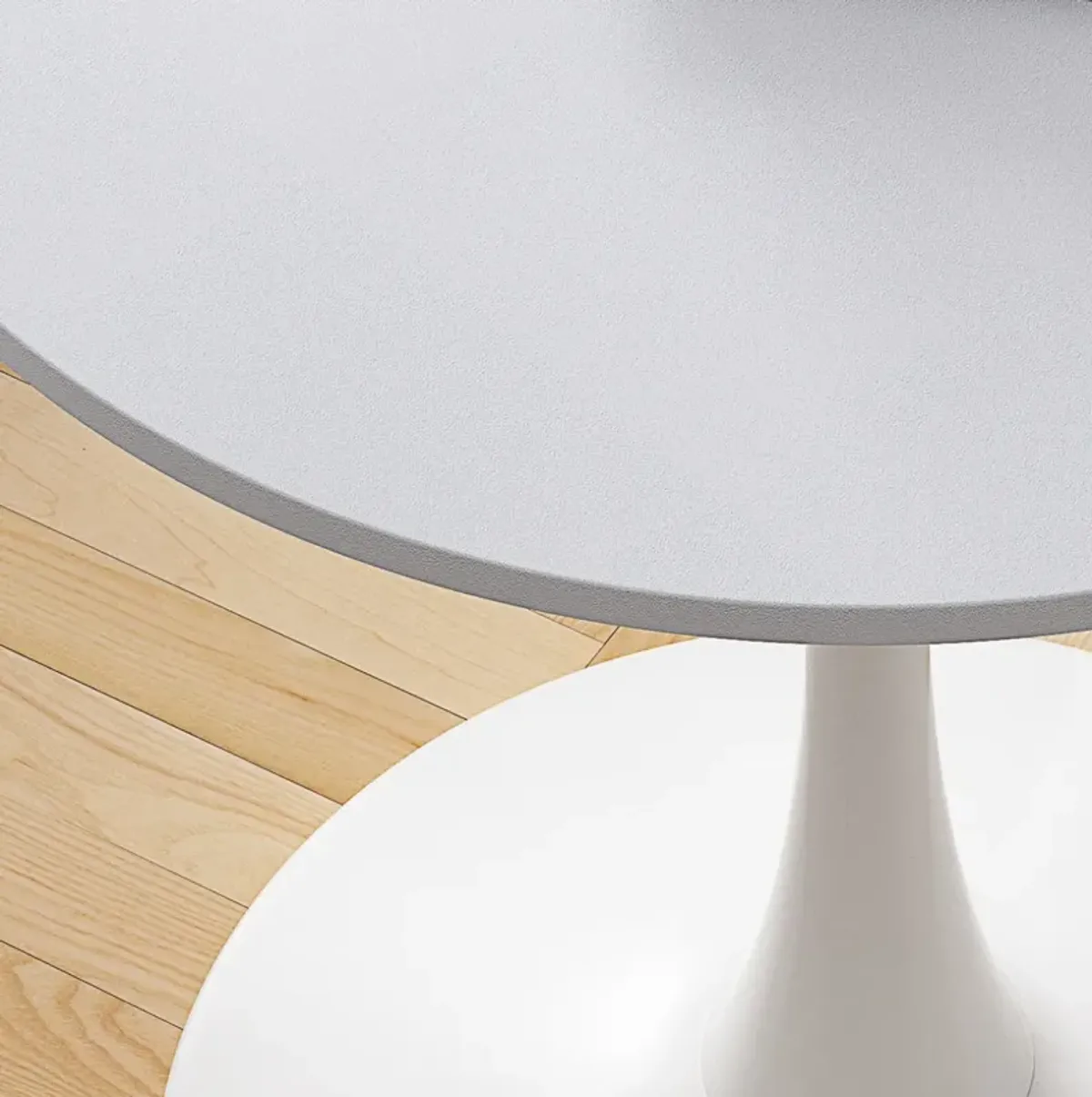 32" Modern Round Dining Table - White MDF/Metal Base