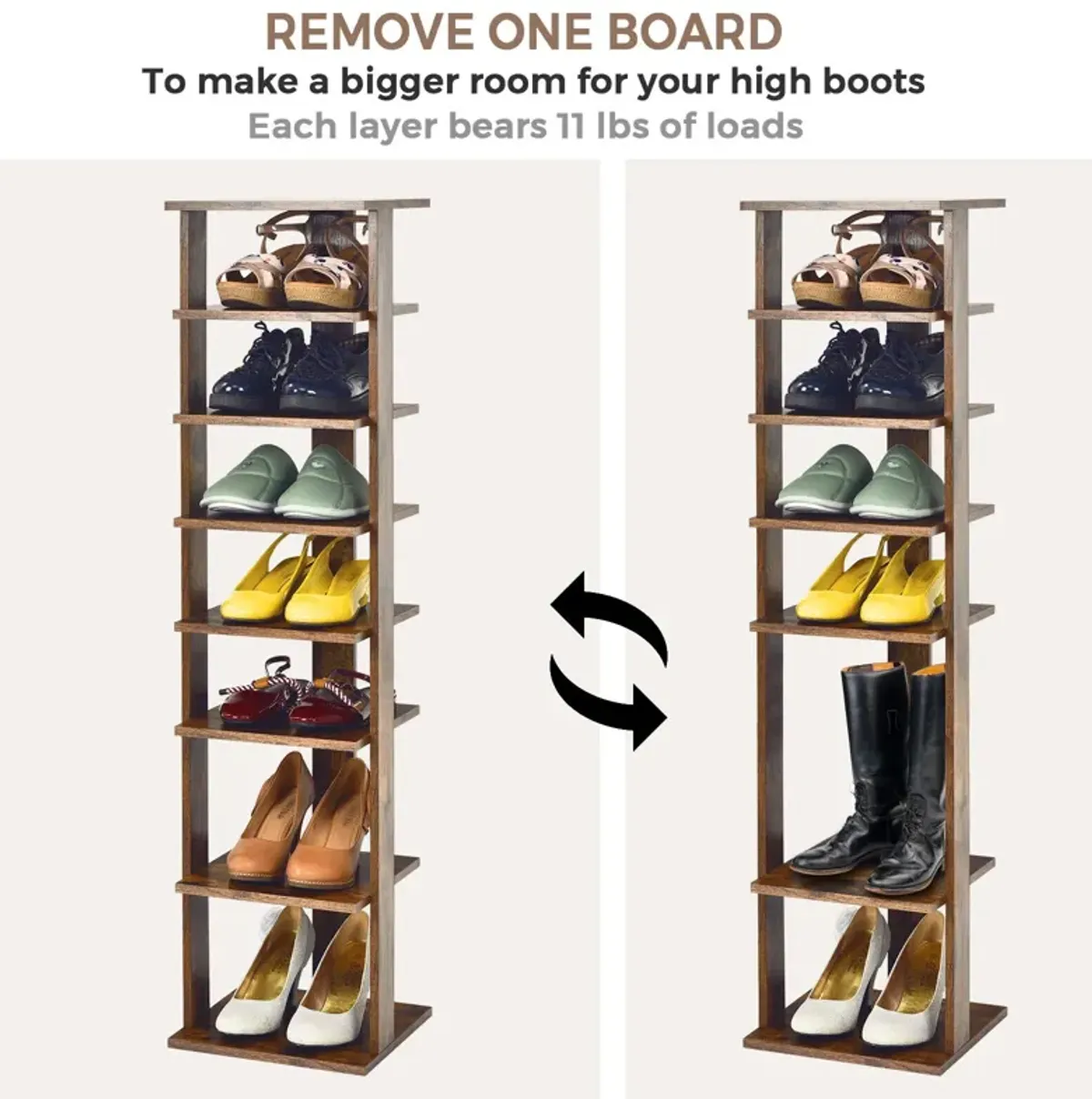 7-Tier Shoe Rack Practical Free Standing Shelves Storage Shelves