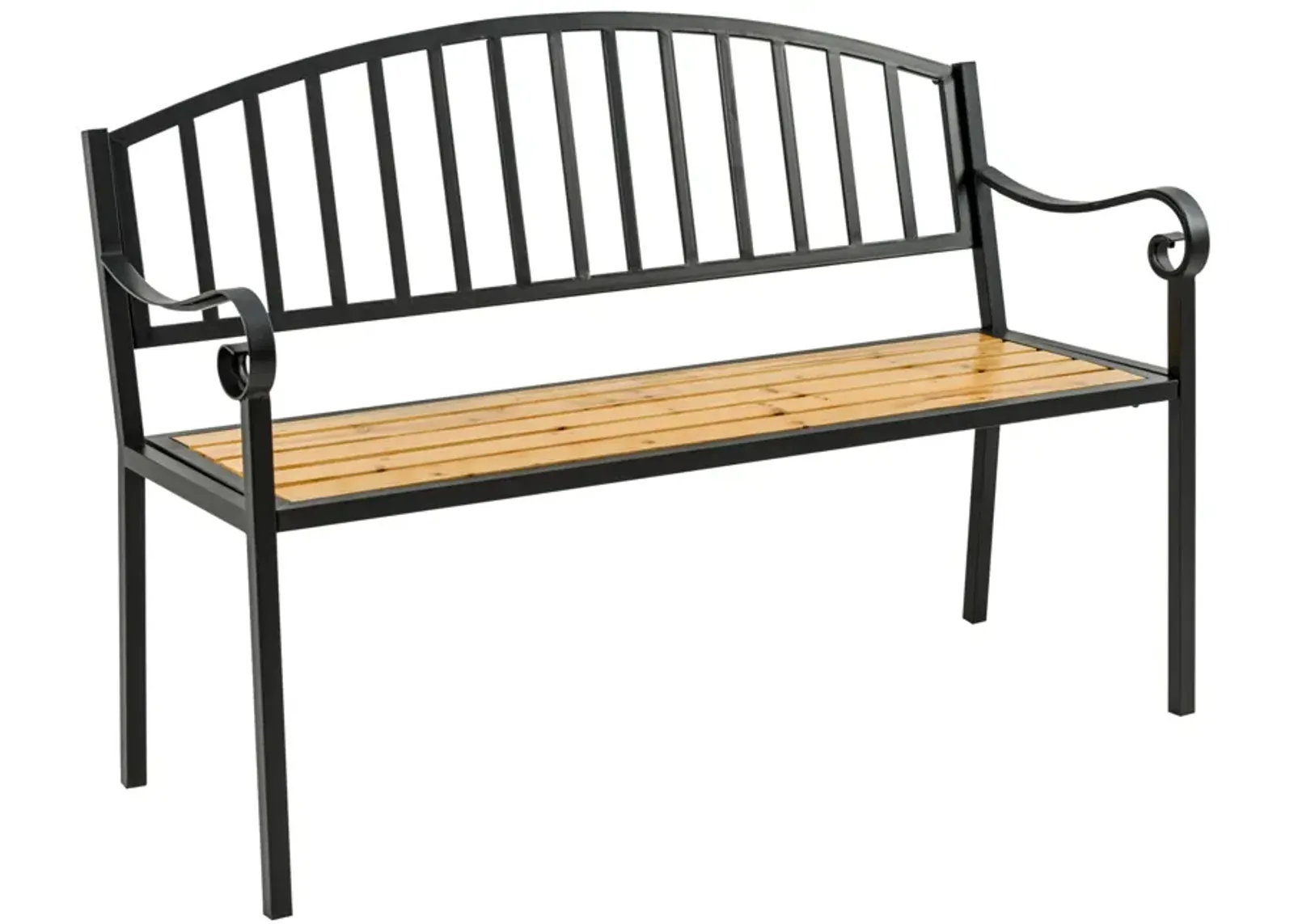 Garden Loveseat: 50" Bench with Antique Backrest and Wood Seat