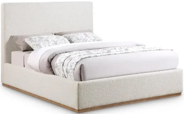 Meridian Furniture Monaco Cream Boucle Fabric Full Bed