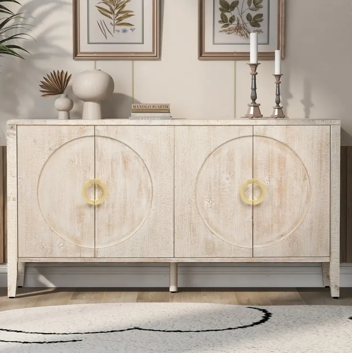 Merax Sophisticated Fir Veneer Sideboard Storage Cabinet