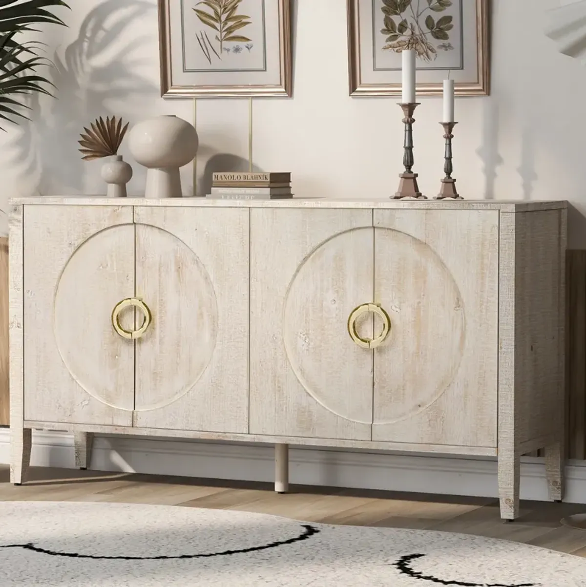 Merax Sophisticated Fir Veneer Sideboard Storage Cabinet