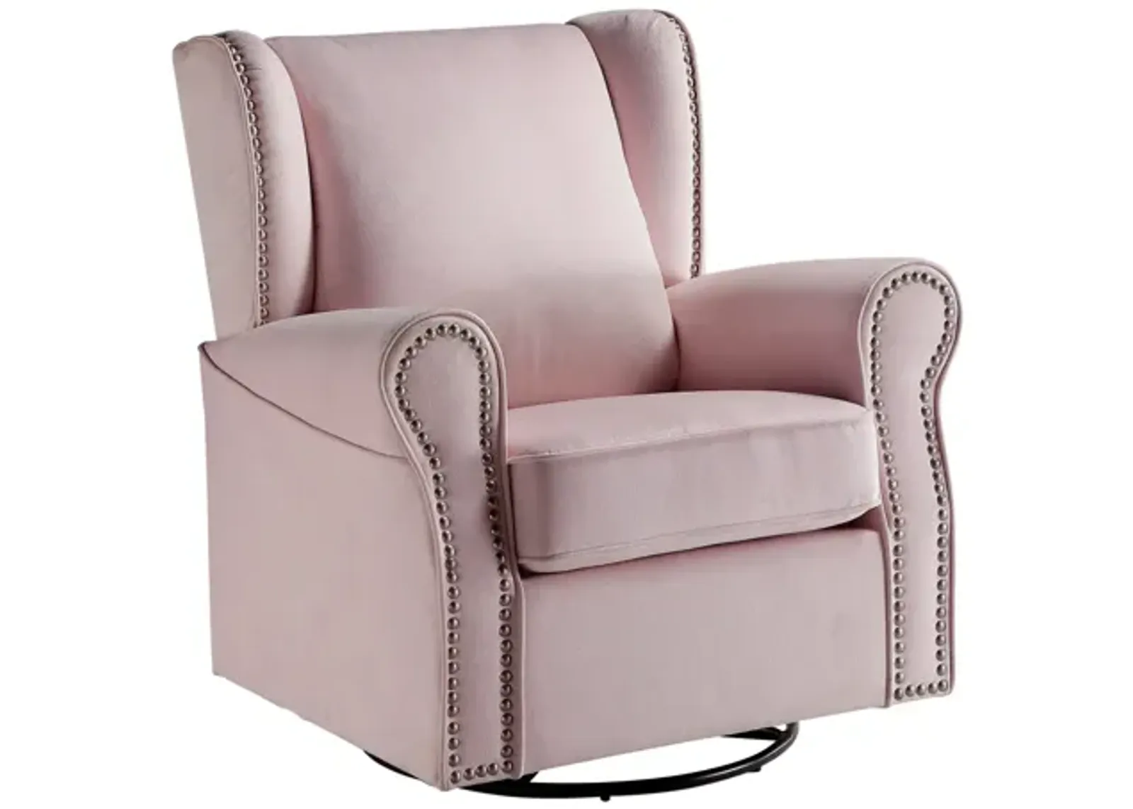 Tamaki Swivel Chair with Glider, Pink Fabric