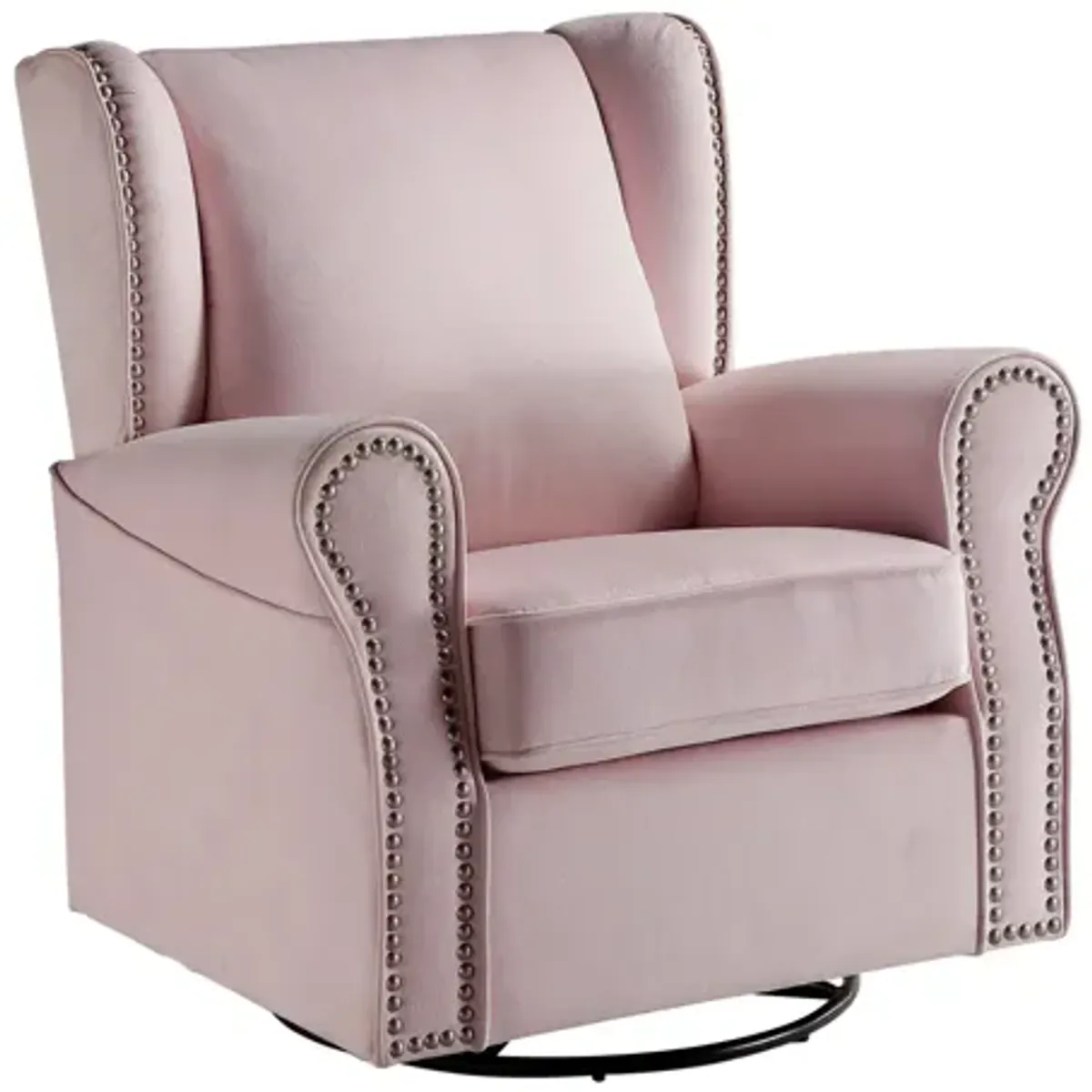 Tamaki Swivel Chair with Glider, Pink Fabric