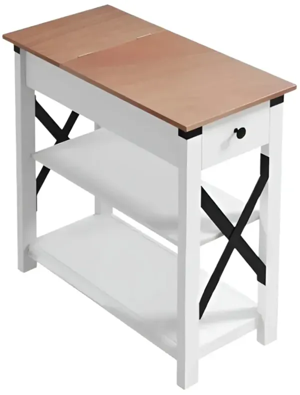 Stylish End Table for Small Spaces with Open and Enclosed Storage