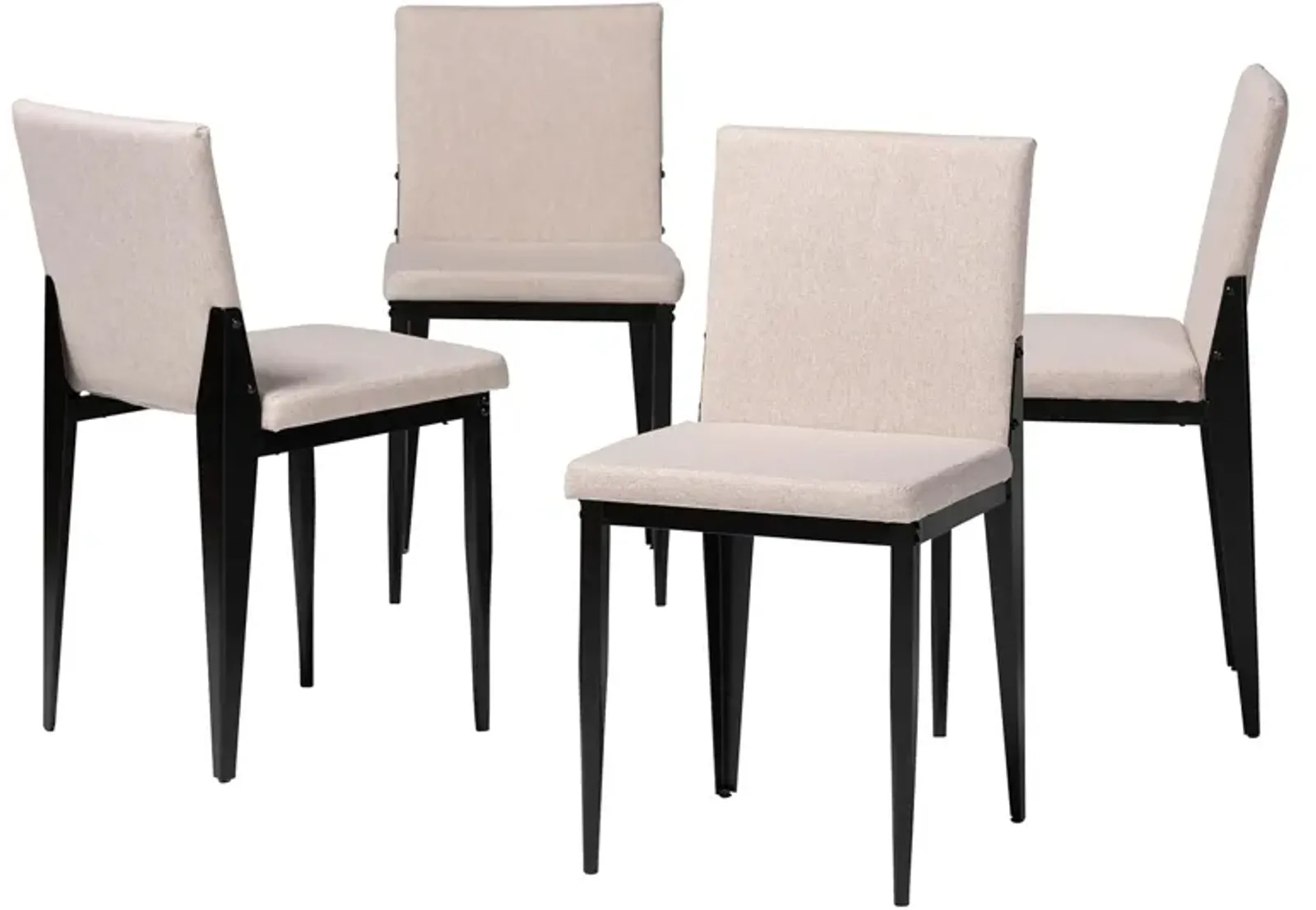 Baxton Studio Bishop Industrial Grey Fabric and Metal 4 Piece Dining Chair Set