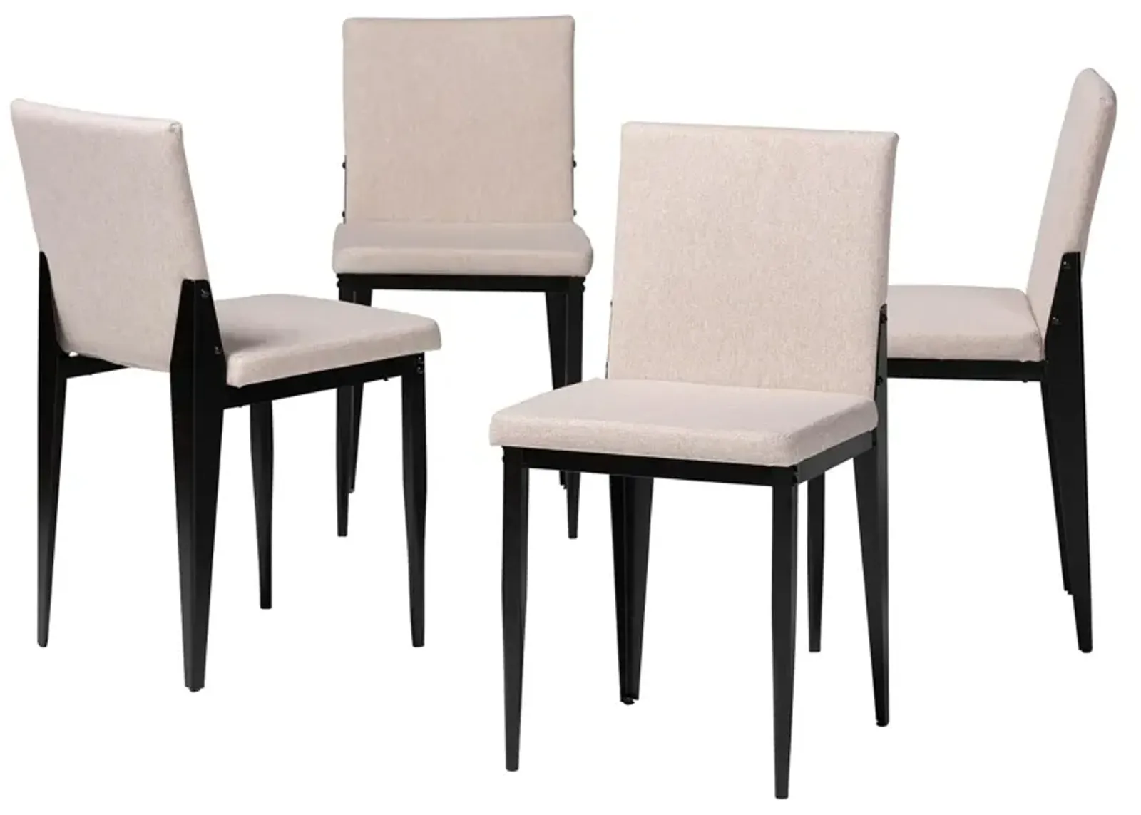 Baxton Studio Bishop Industrial Grey Fabric and Metal 4-Piece Dining Chair Set