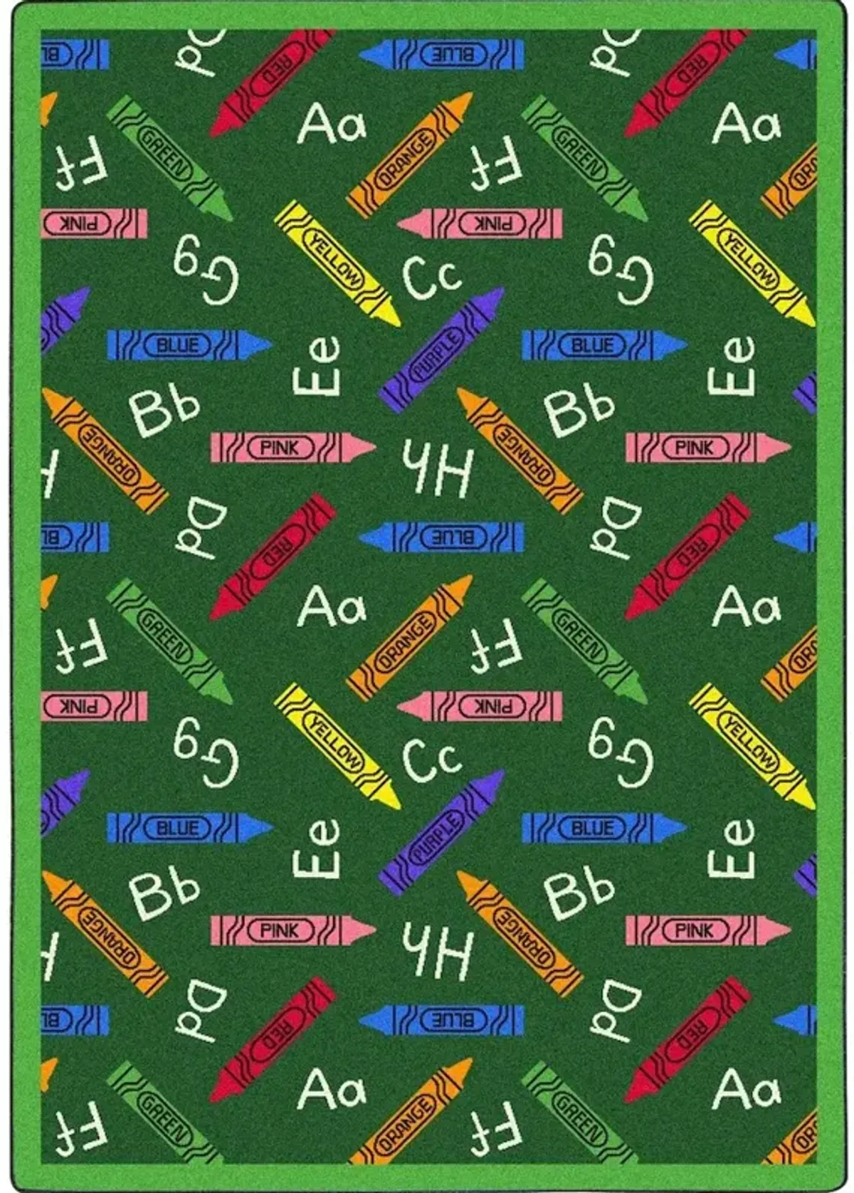 Joy Carpets Playful Patterns Crayons 5'4 x 7'8 Area Rug in Color Green