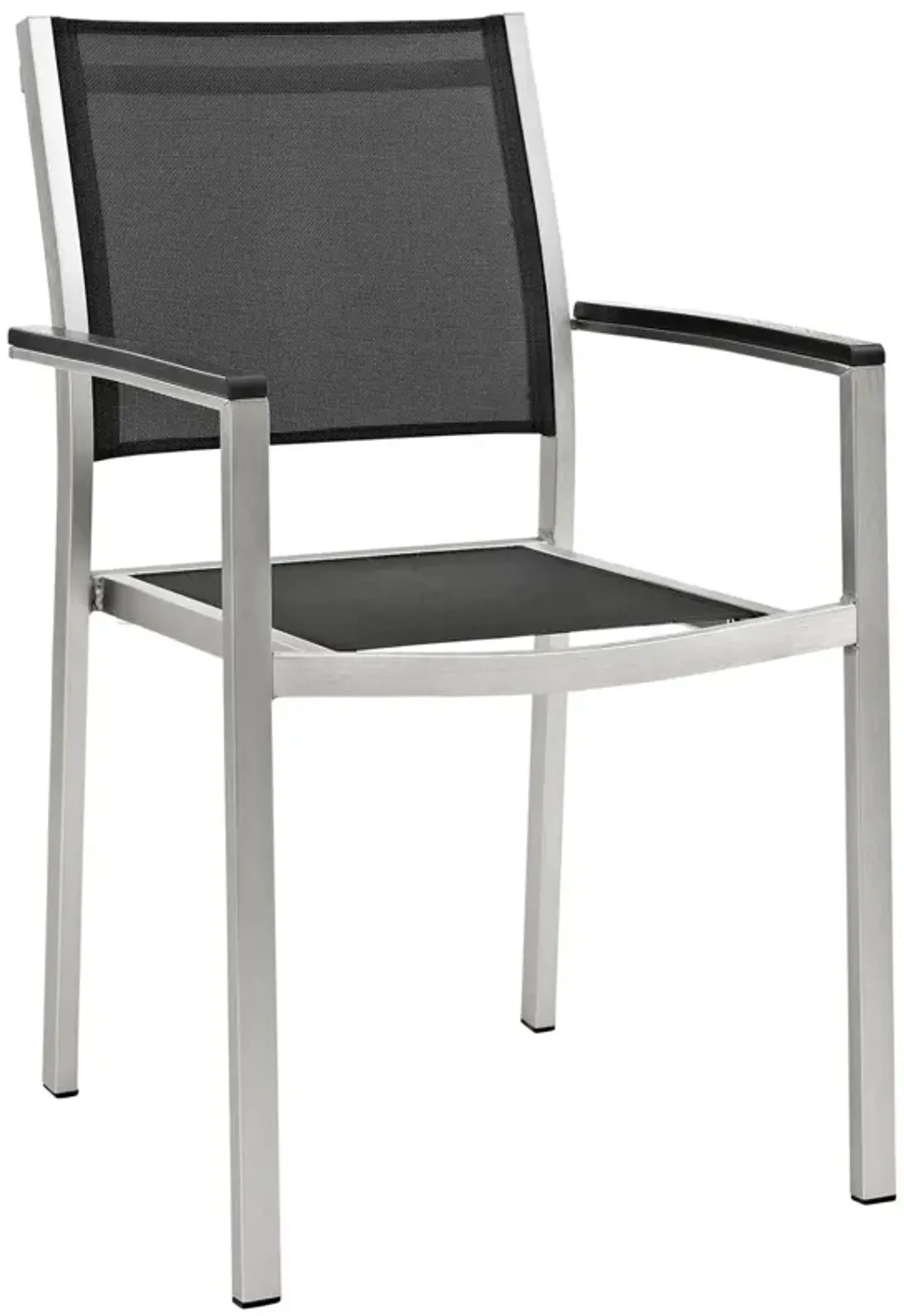 Modway Shore 7-Piece Aluminum Outdoor Patio Dining Table Set in Silver Black