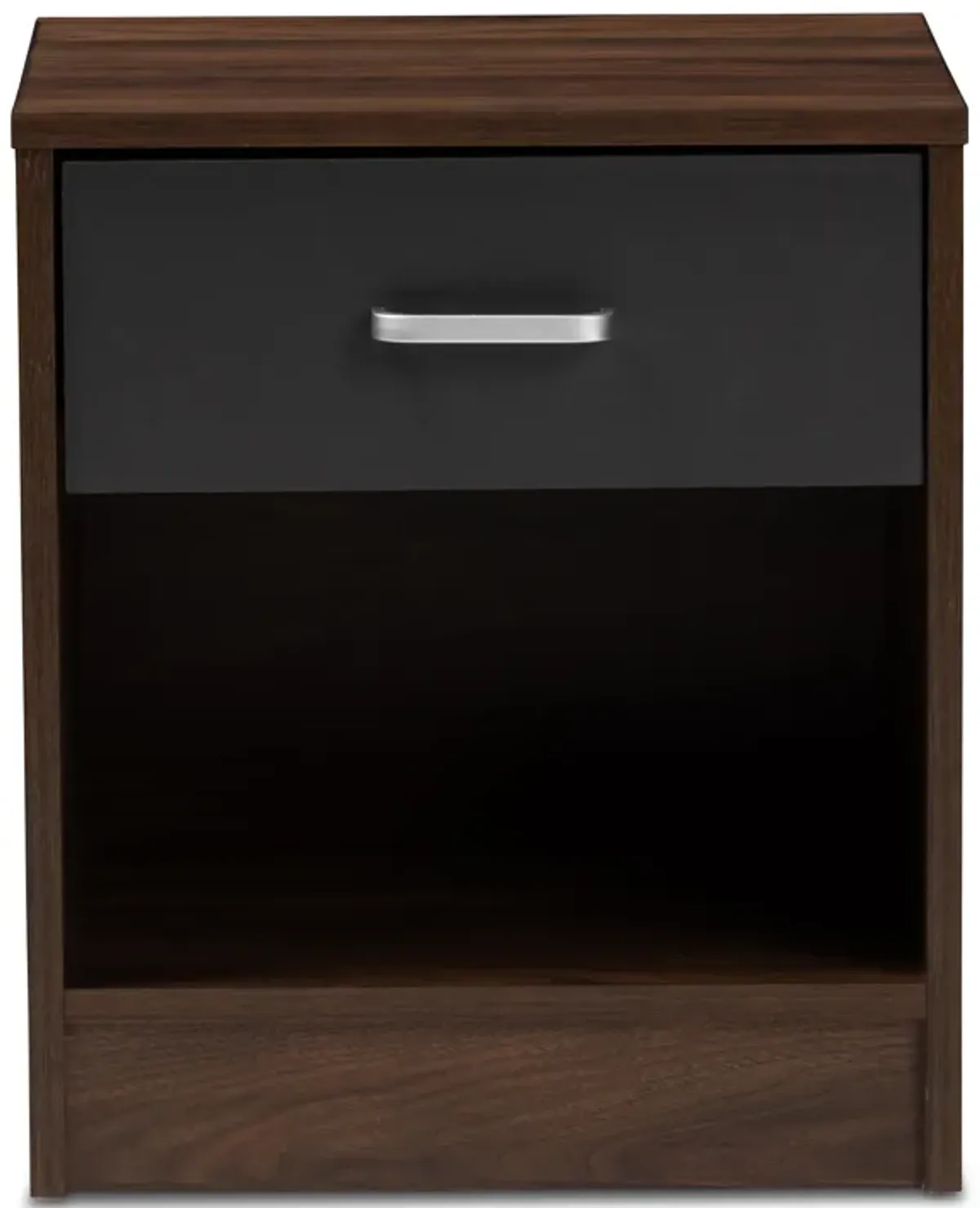 Baxton Studio Hansel Modern 1 Drawer Dark Brown and Dark Grey Finished Nightstand