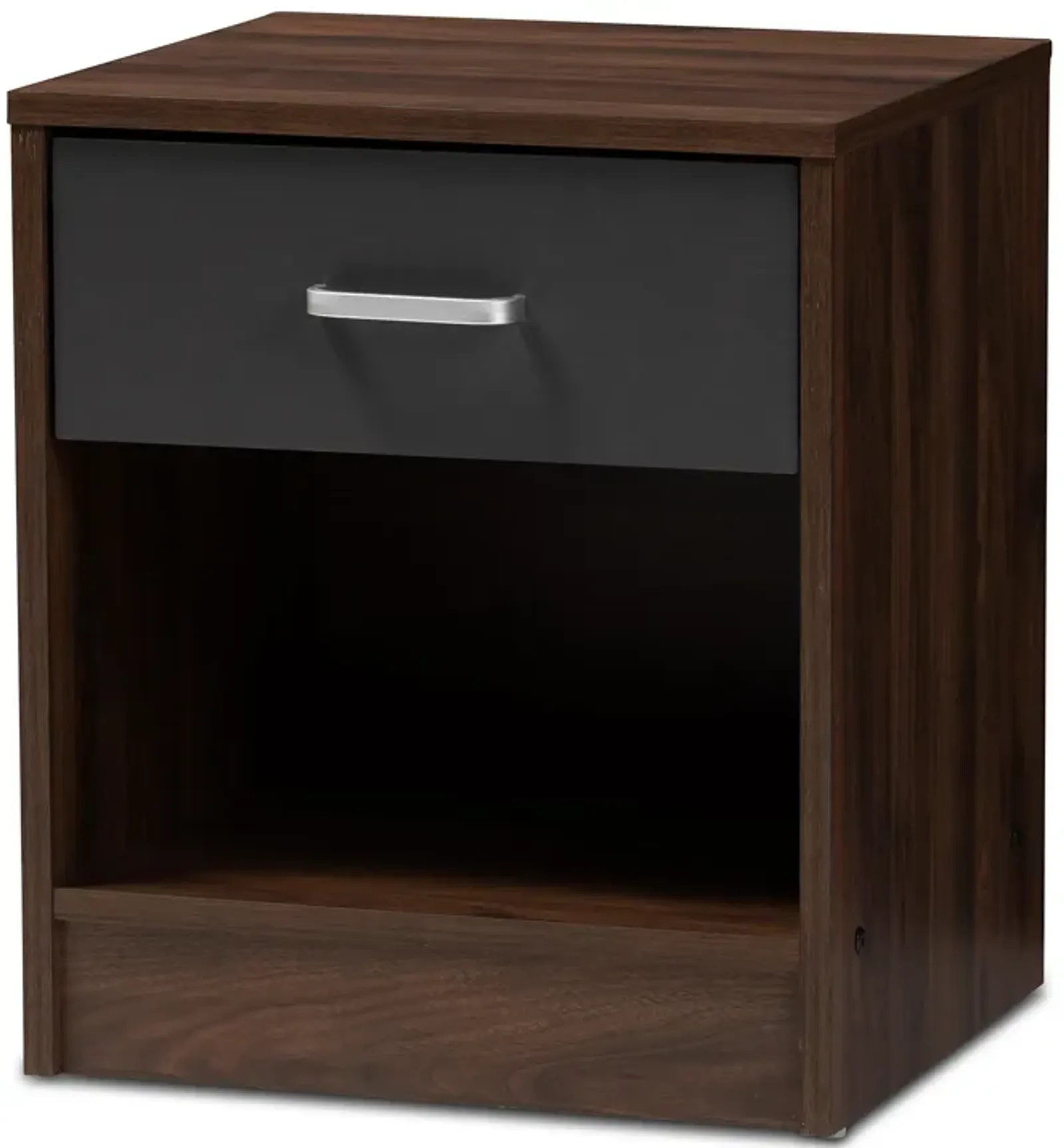 Baxton Studio Hansel Modern 1 Drawer Dark Brown and Dark Grey Finished Nightstand