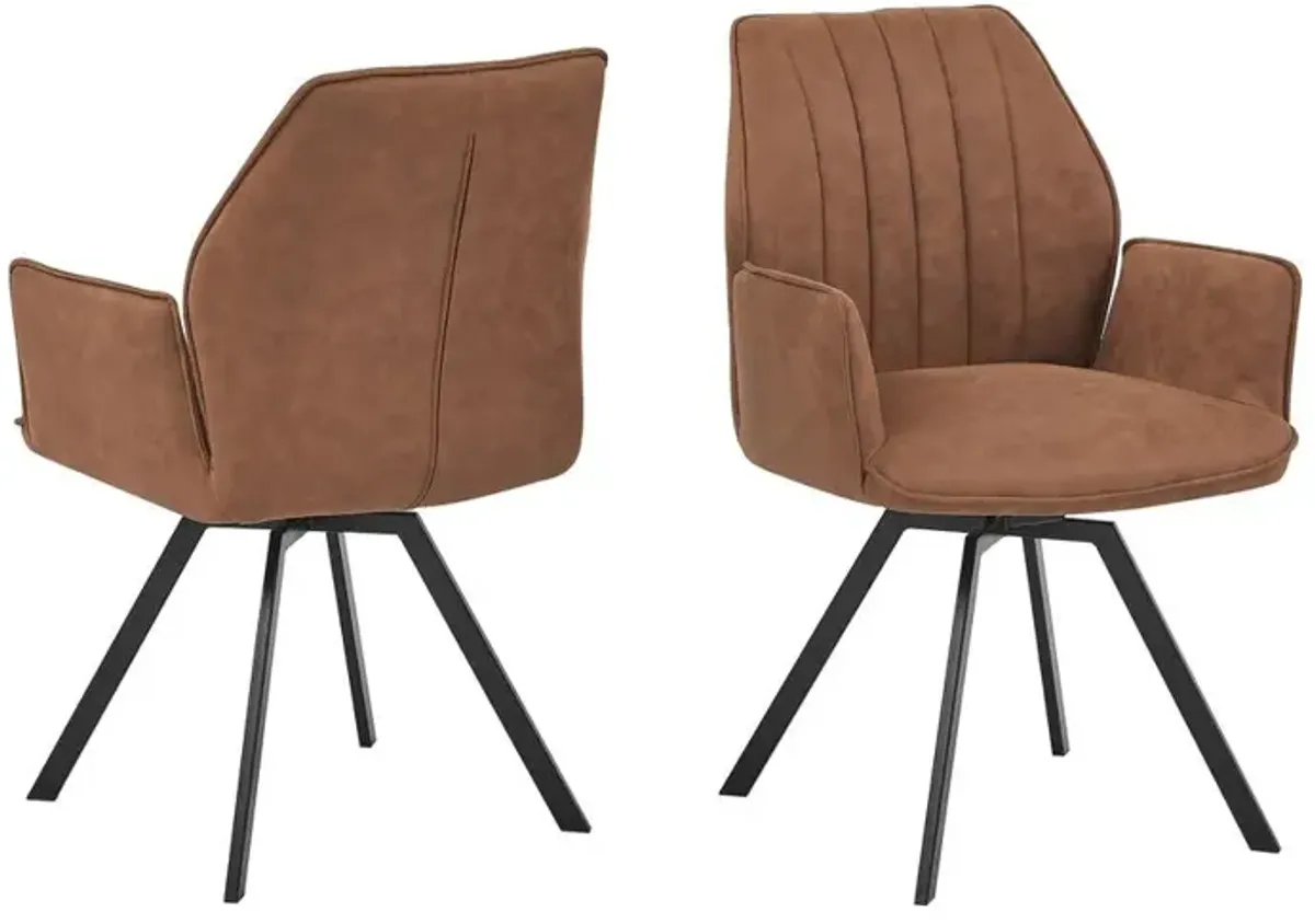 Best Master Furniture Chidimma 19" Swivel Dining Arm Chair in Beige (Set of 2)