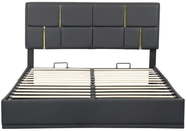 Merax PU Platform Bed with Hydraulic Storage System