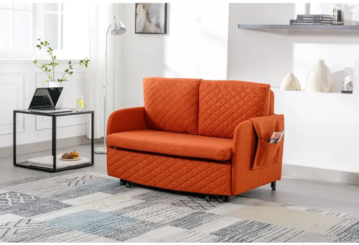 Convertible Sleeper Sofa Bed, Modern Velvet Loveseat Couch With Pull Out Bed, Small Love Seat