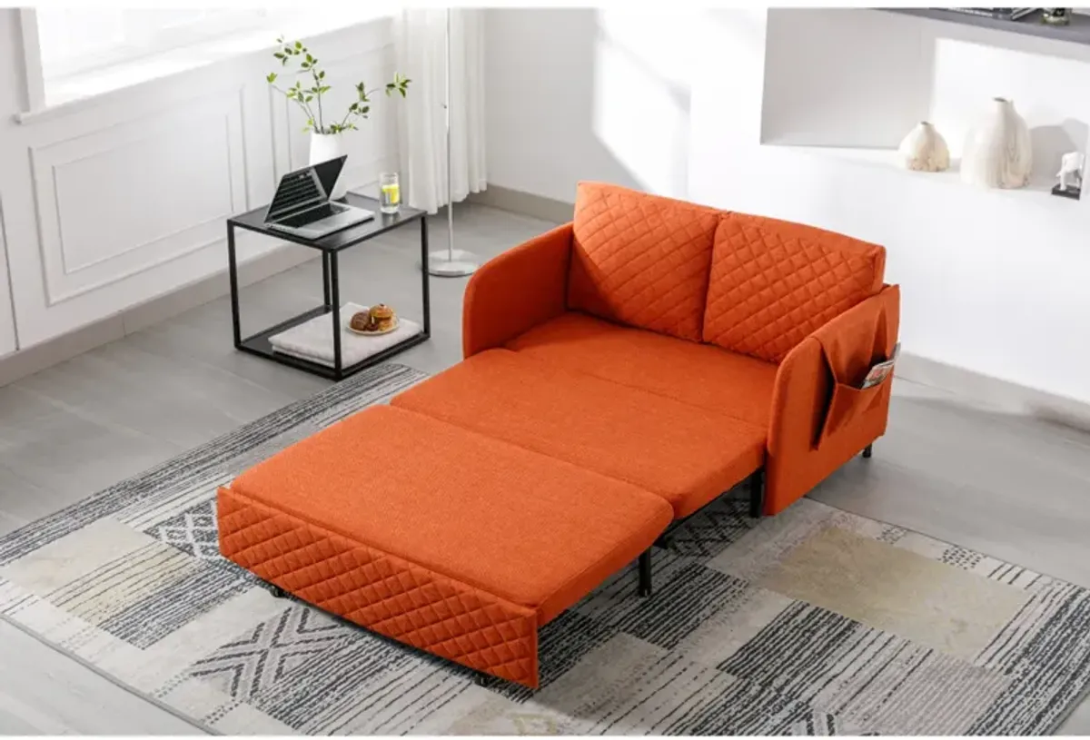 Convertible Sleeper Sofa Bed, Modern Velvet Loveseat Couch With Pull Out Bed, Small Love Seat