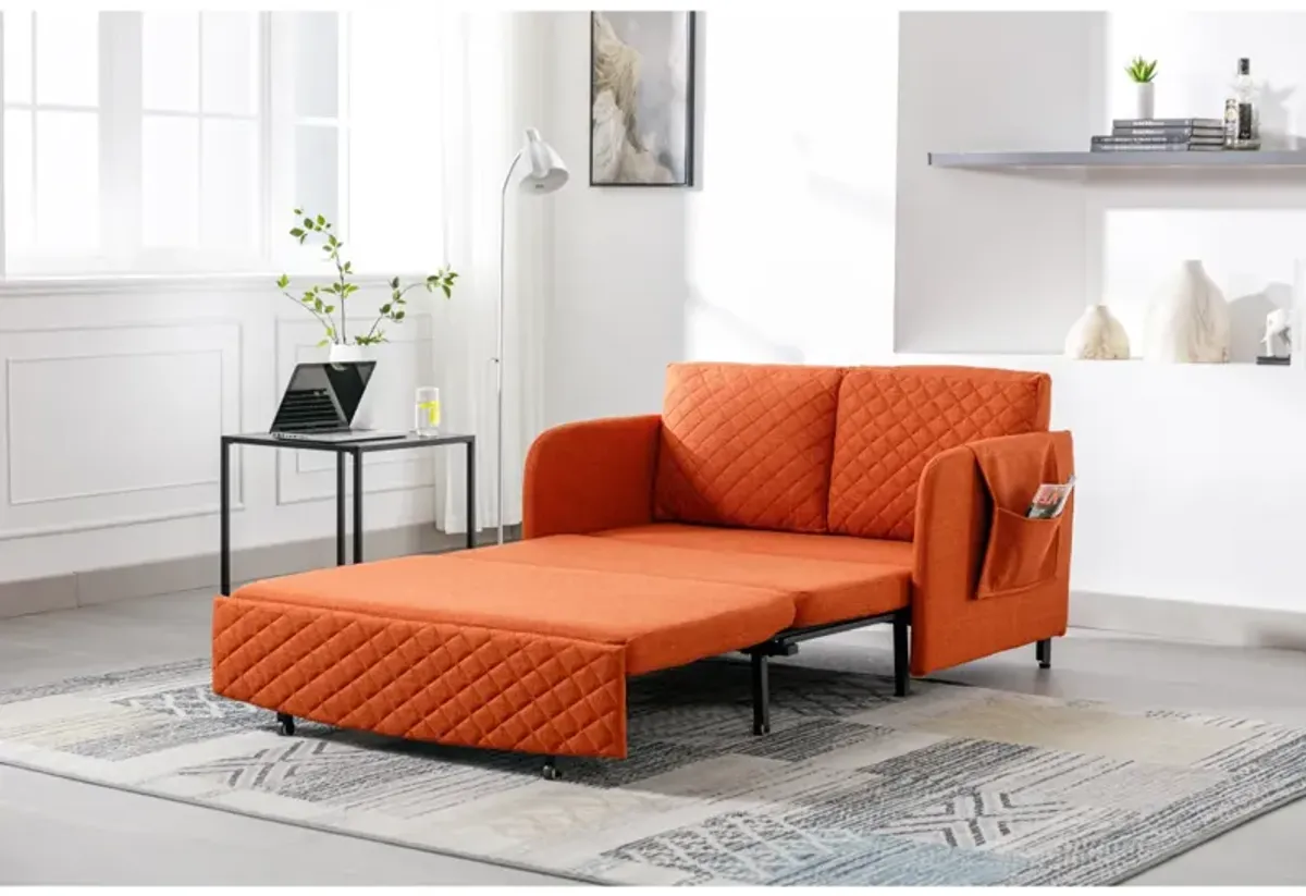 Convertible Sleeper Sofa Bed, Modern Velvet Loveseat Couch With Pull Out Bed, Small Love Seat