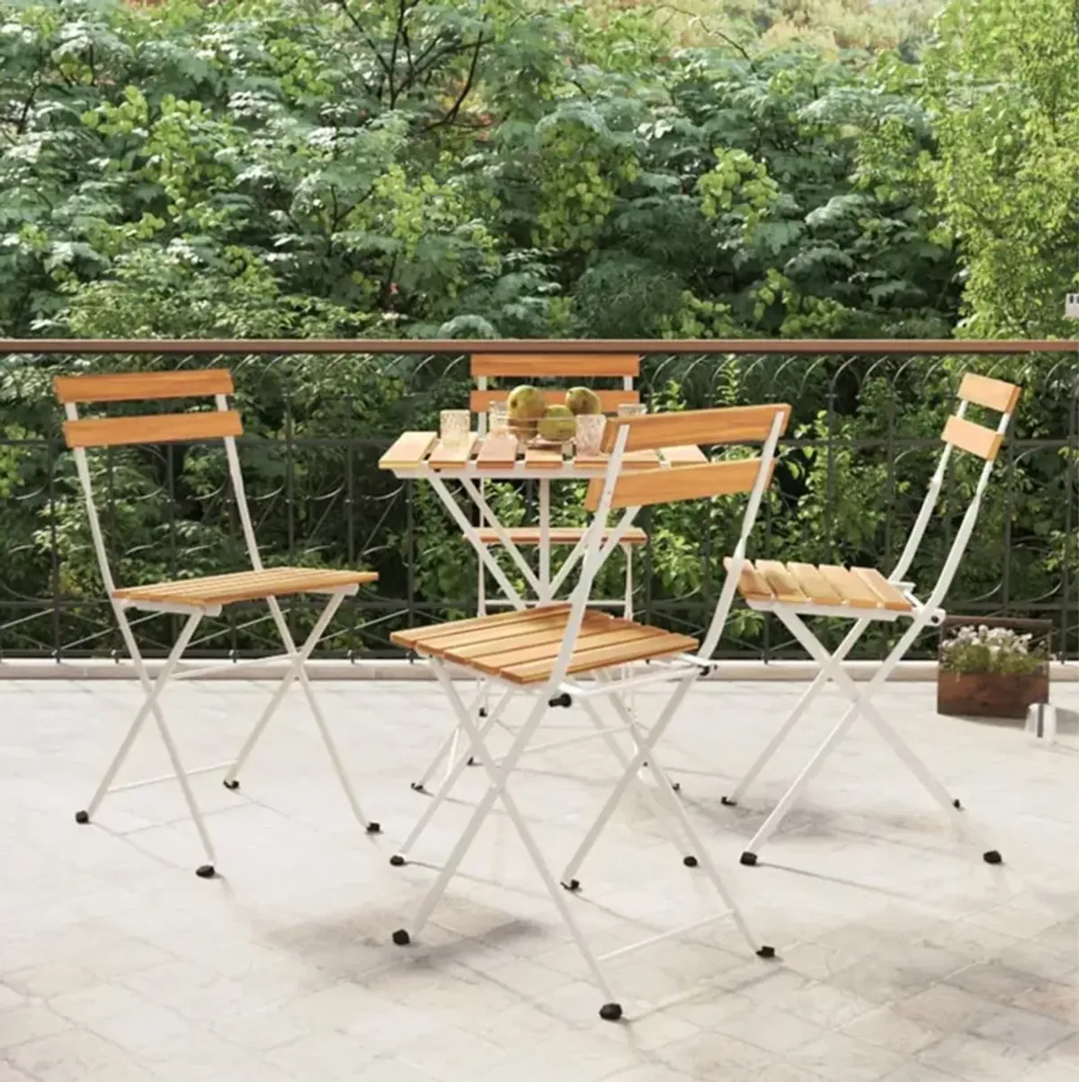 vidaXL Folding Bistro Chairs 4 pcs Solid Wood Acacia and Steel