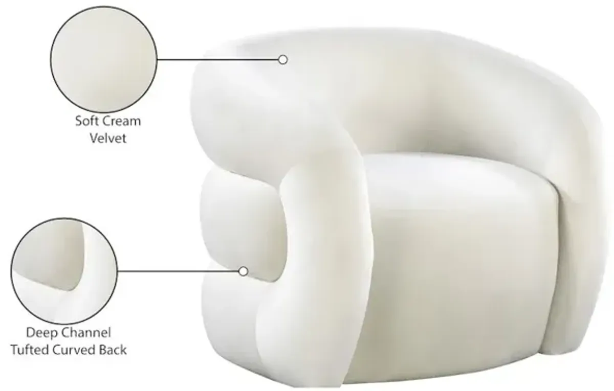 Meridian Furniture Roxbury Cream Velvet Accent Chair