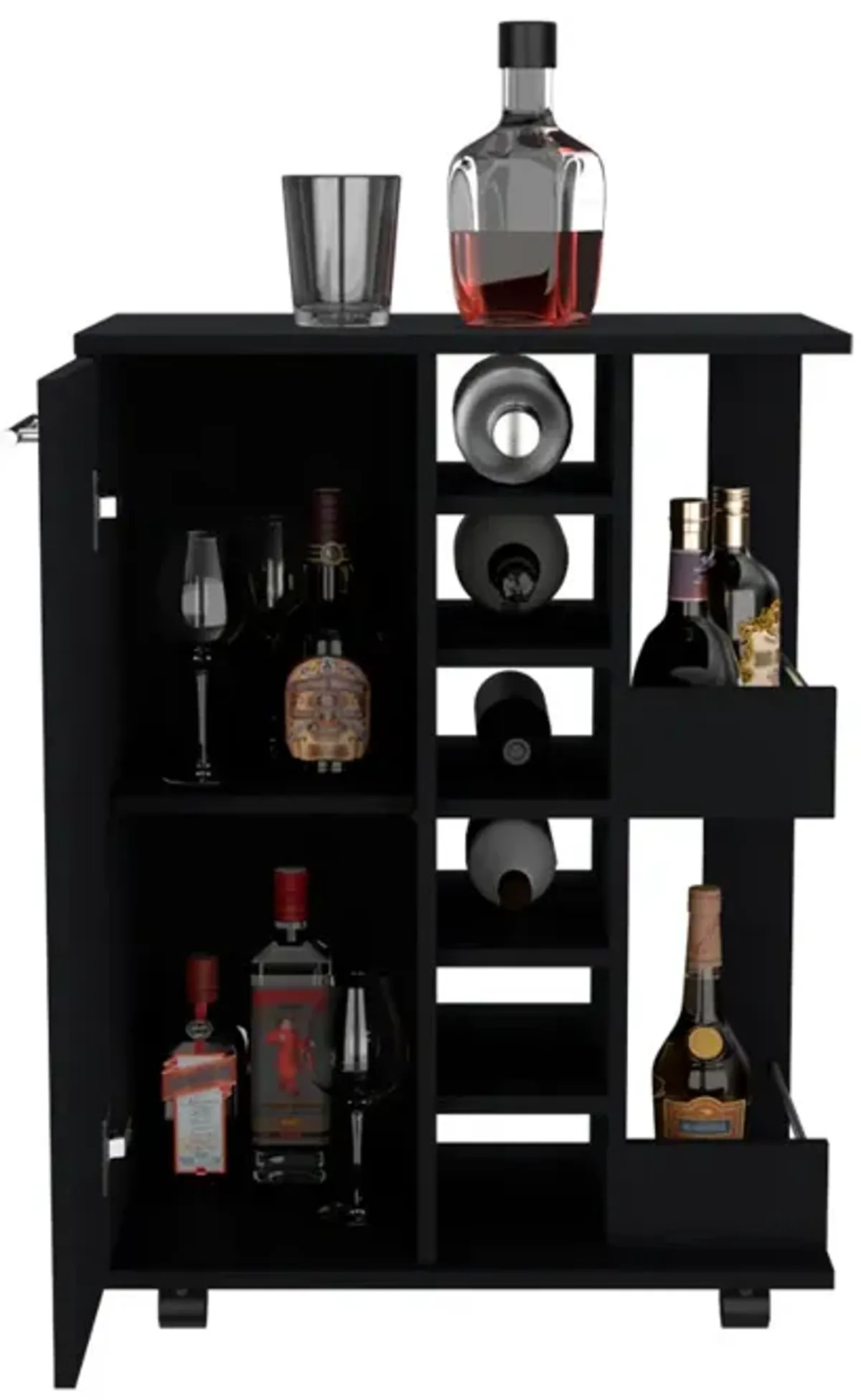 Bar Cart Wells, Living Room, Black