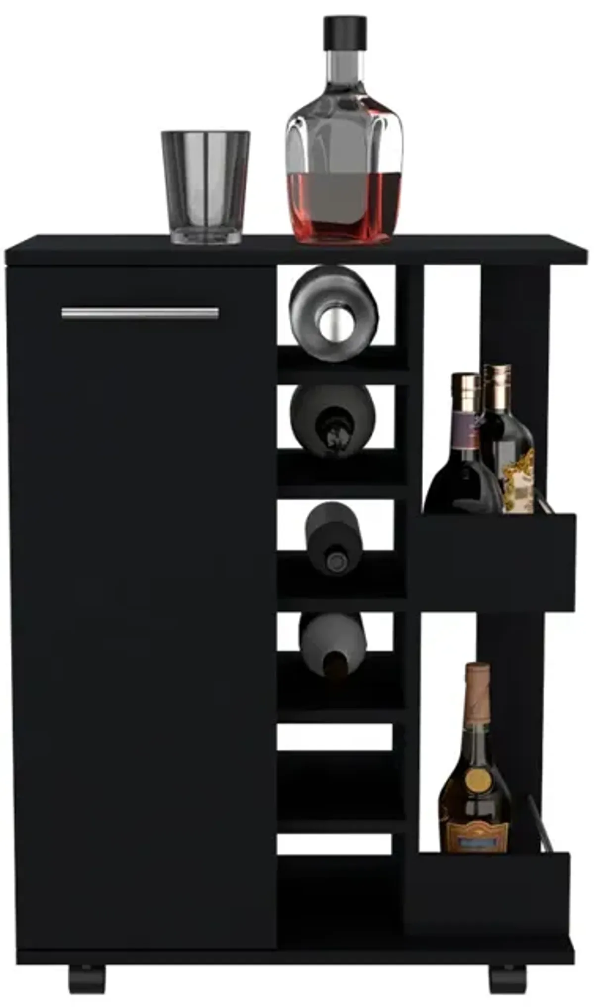 Bar Cart Wells, Living Room, Black