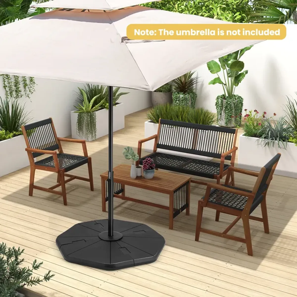 4-Piece Fillable Umbrella Base Stand for Garden, Yard, and Poolside Stability