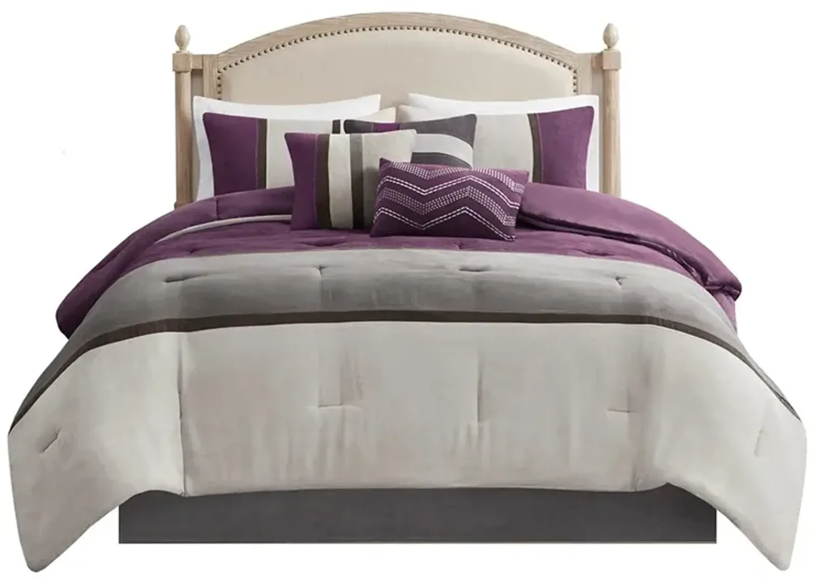 Gracie Mills Kimberly 7-Piece Contemporary Microsuede Comforter Set