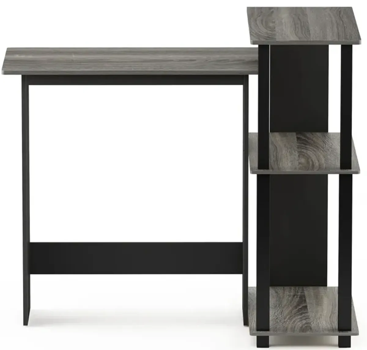 Furinno Furinno Abbott Corner Computer Desk with Bookshelf, French Oak Grey/Black, 16086R1GYW/BK