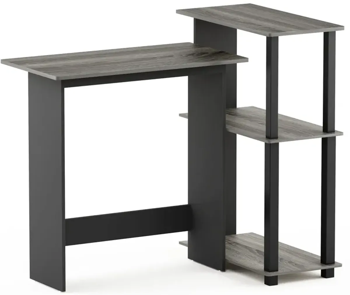 Furinno Furinno Abbott Corner Computer Desk with Bookshelf, French Oak Grey/Black, 16086R1GYW/BK