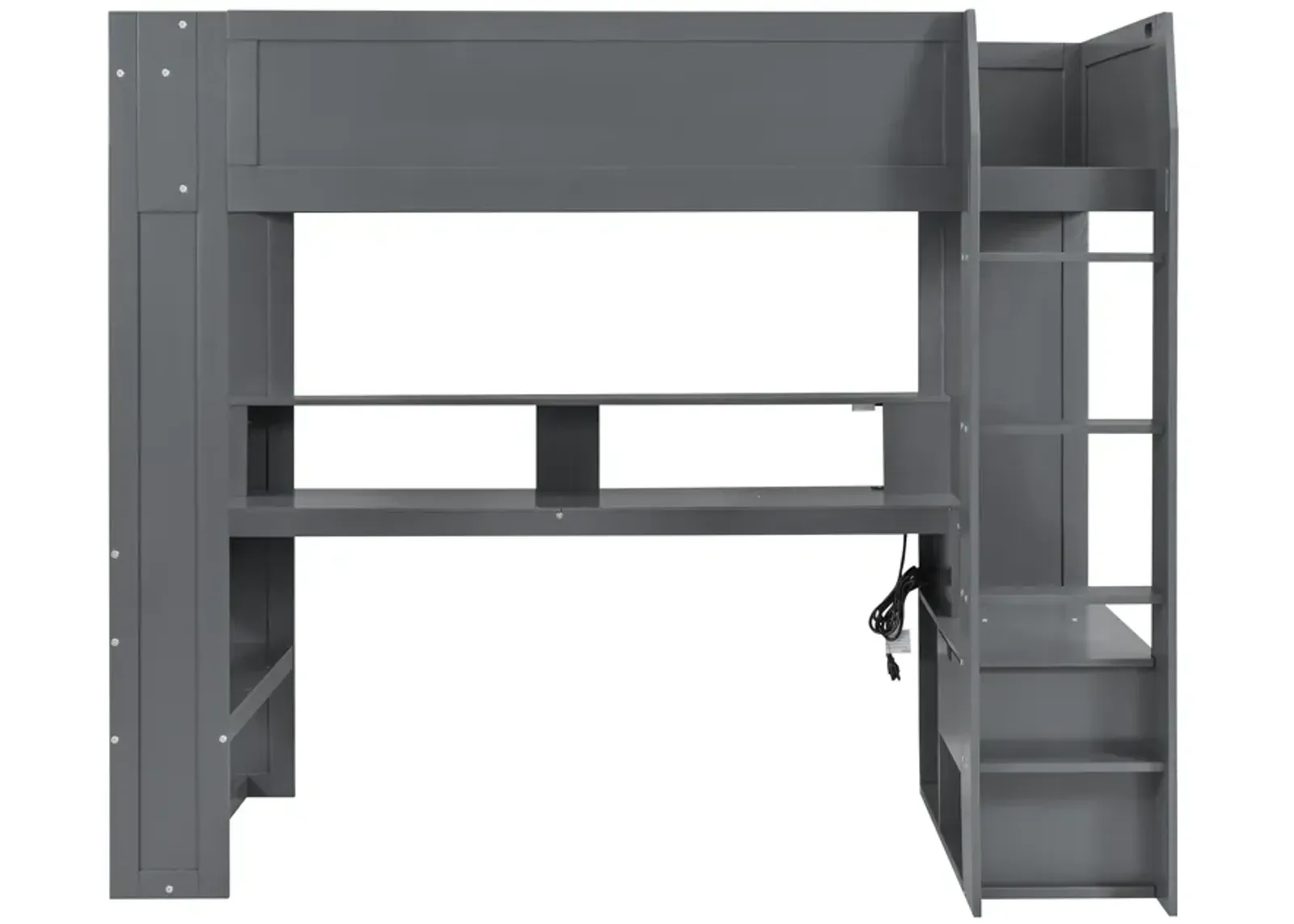 Merax Gaming Loft Bed with Desk and LED Light