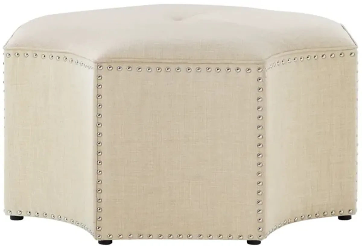 Nicole Miller Arminori Leather/Velvet/Linen Octagon Cocktail Ottoman