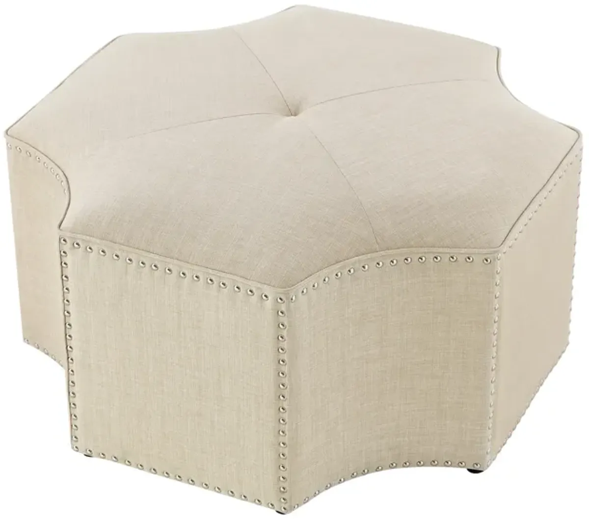 Nicole Miller Arminori Leather/Velvet/Linen Octagon Cocktail Ottoman