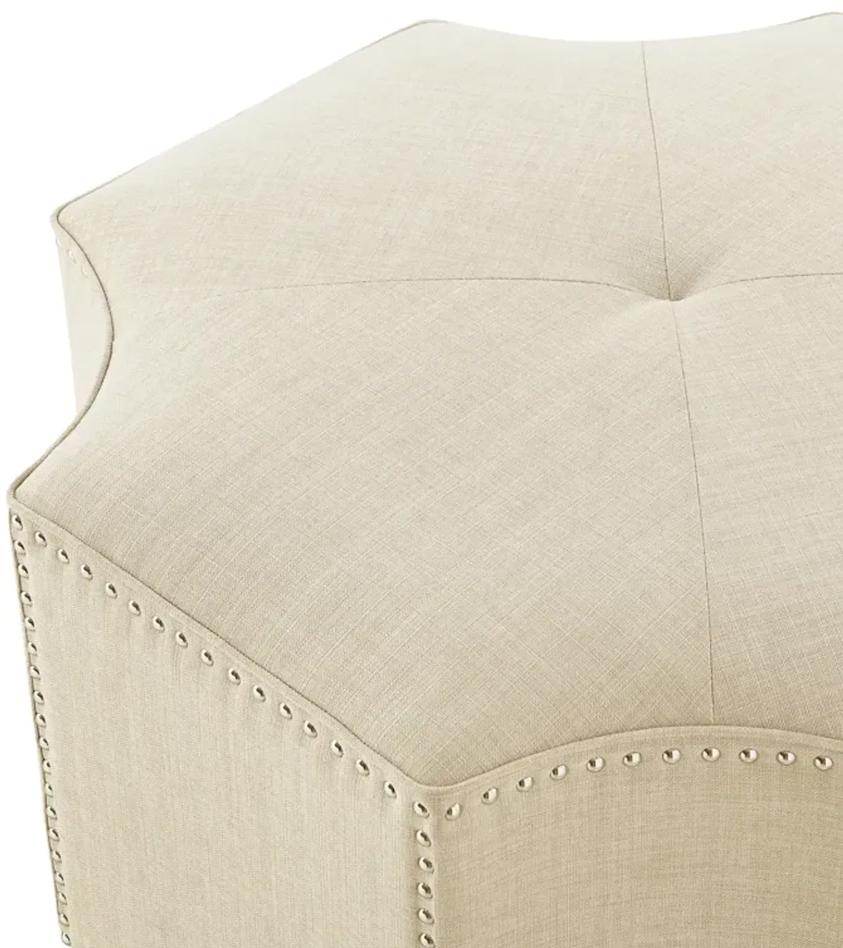 Nicole Miller Arminori Leather/Velvet/Linen Octagon Cocktail Ottoman