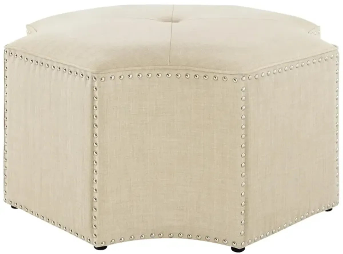 Nicole Miller Arminori Leather/Velvet/Linen Octagon Cocktail Ottoman