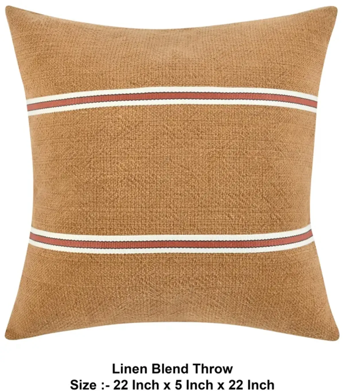 Square Accent Throw Pillow, 22 Inch Cotton and Linen, Chestnut Brown - Benzara