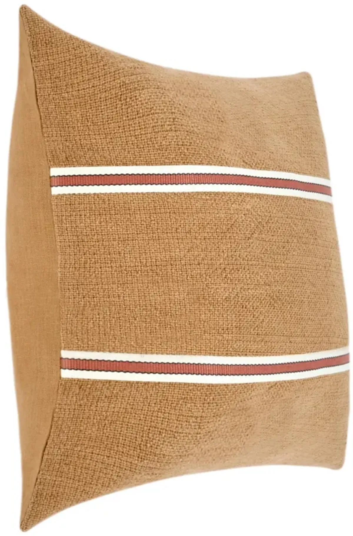 Square Accent Throw Pillow, 22 Inch Cotton and Linen, Chestnut Brown - Benzara