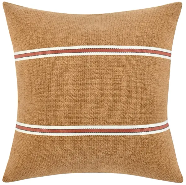 Square Accent Throw Pillow, 22 Inch Cotton and Linen, Chestnut Brown - Benzara