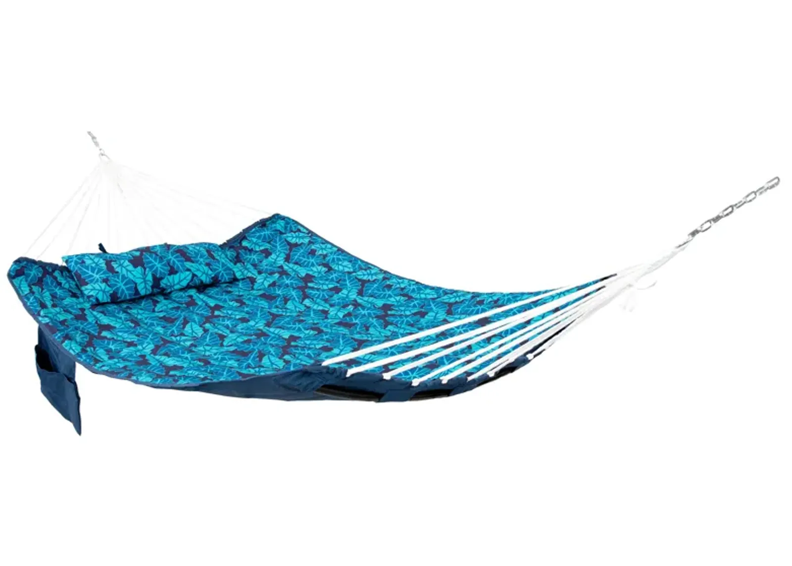 2-Person Polyester Hammock with Iron Spreader Bar and Pillow