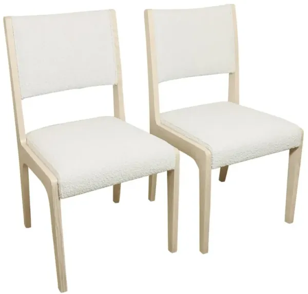 2-Piece Set: Ash Side Chair in Ivory Boucle Fabric