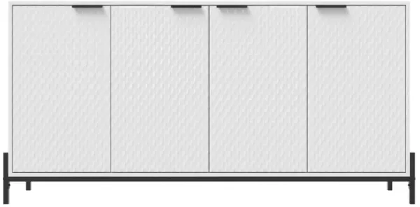 Elegant 4-Door Storage Cabinet with Adjustable Shelves and Geometric Design