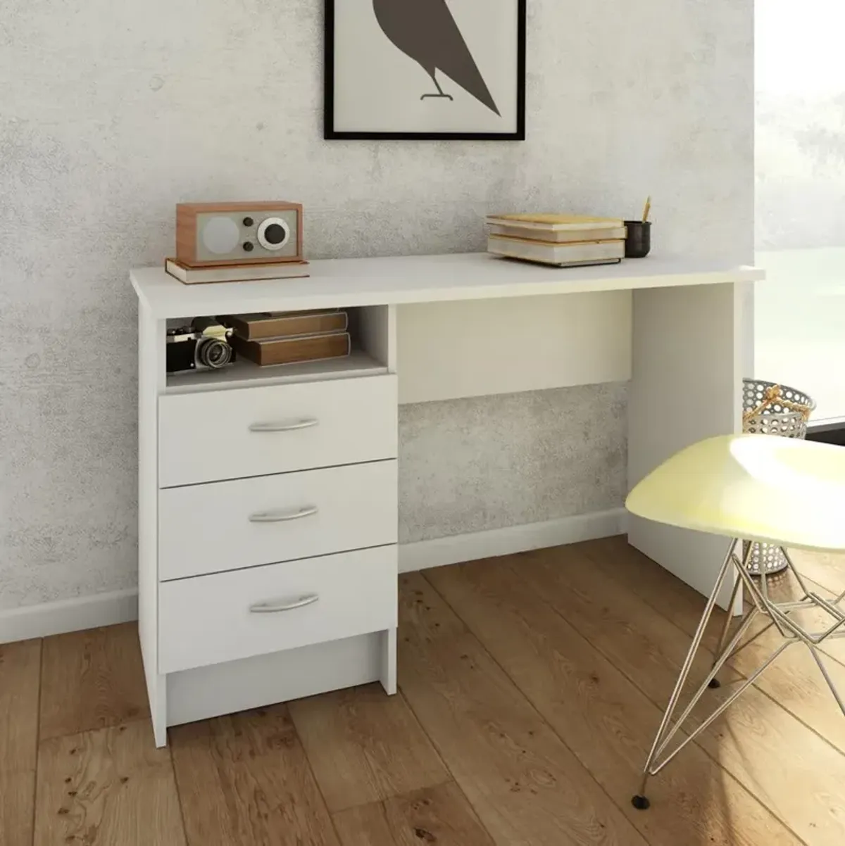 Tvilum Desk with 3 Drawers, White