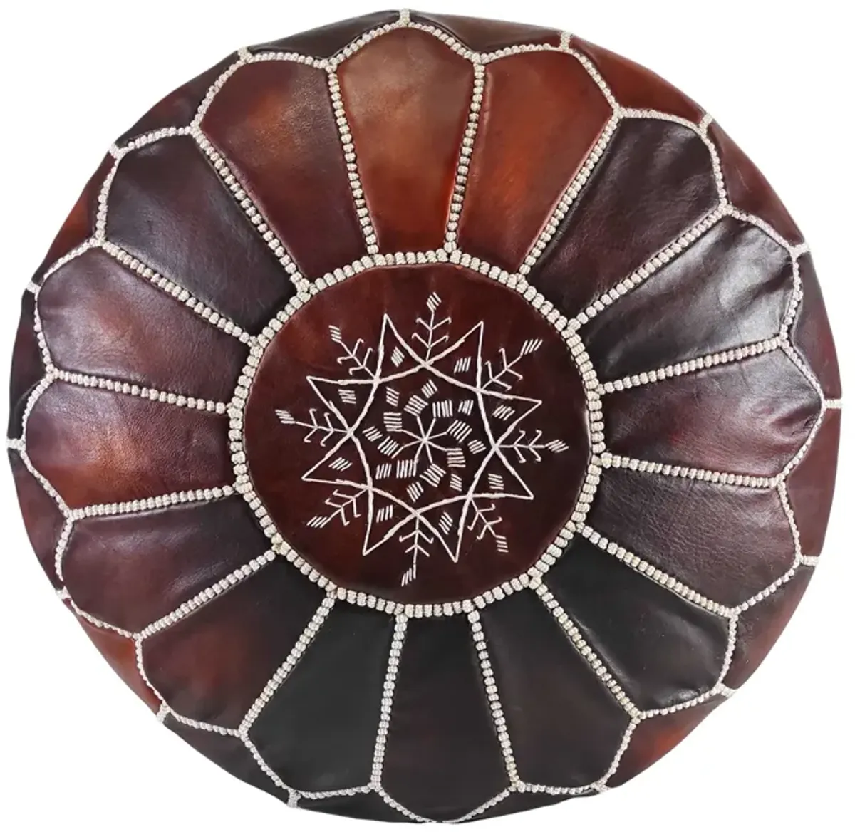 Handmade Moroccan Ottoman, Genuine Leather Pouf