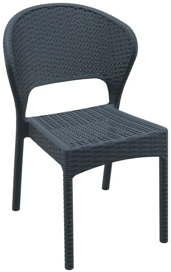 32" Brown Patio Wickerlook Stackable Dining Chair