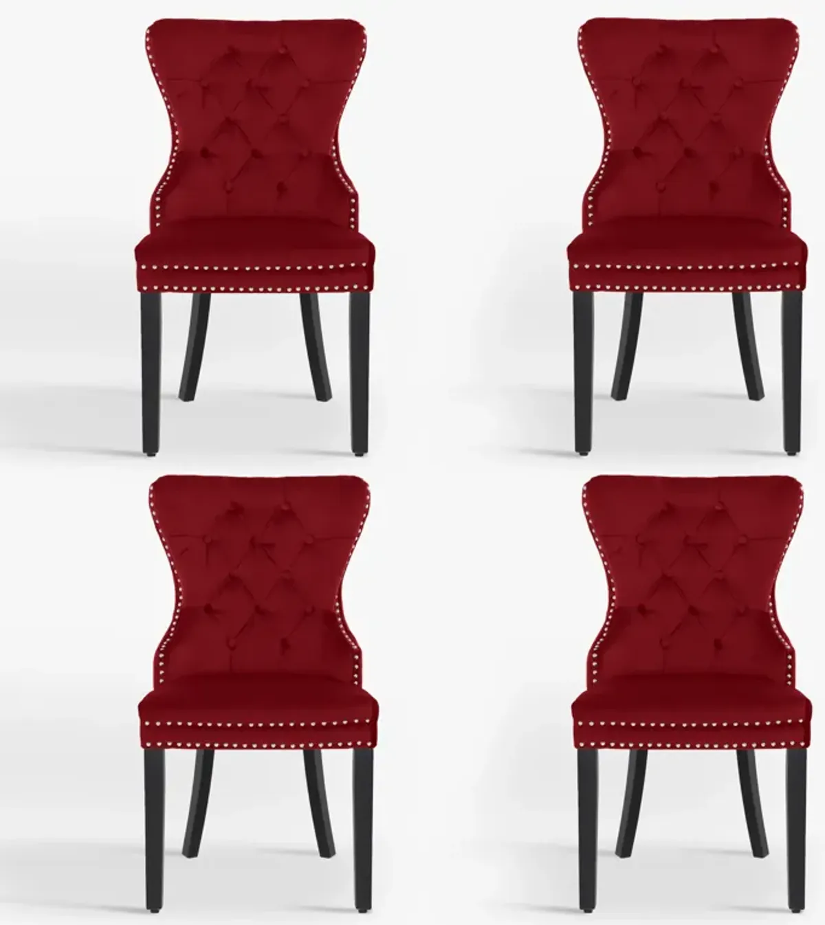 WestinTrends Velvet Upholstered Tufted Dining Chairs (Set of 4)